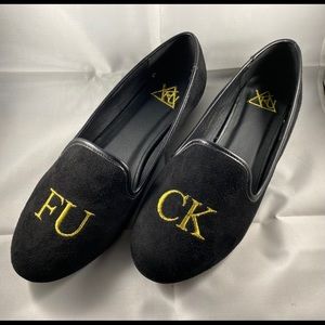 YRU LAVISH F*CK- Black/Gold Flats